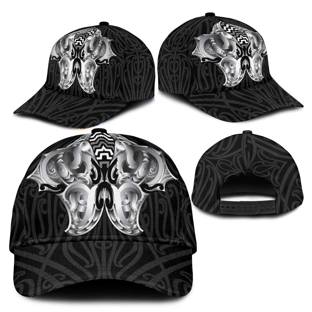 Aotearoa Kowhaiwhai Poutama Black Motif Classic Cap LT9 - Polynesian Pride