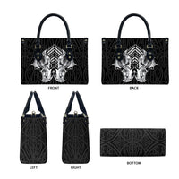 Aotearoa Kowhaiwhai Poutama Black Motif Leather Bag LT9 - Polynesian Pride