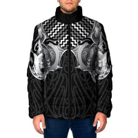 Aotearoa Kowhaiwhai Poutama Black Motif Padded Jacket LT9 Men Black - Polynesian Pride