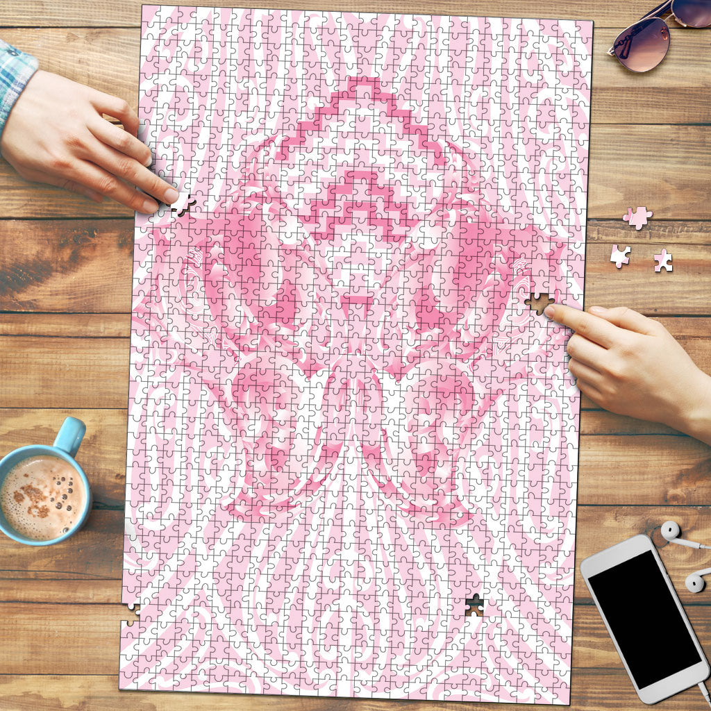 Aotearoa Kowhaiwhai Poutama Pink Motif Puzzle LT9 Pink - Polynesian Pride