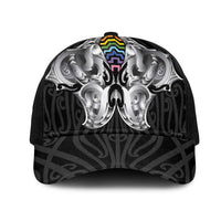 Aotearoa Kowhaiwhai Poutama Rainbow Motif Mesh Trucker Cap LT9 One Size Black Rainbow - Polynesian Pride