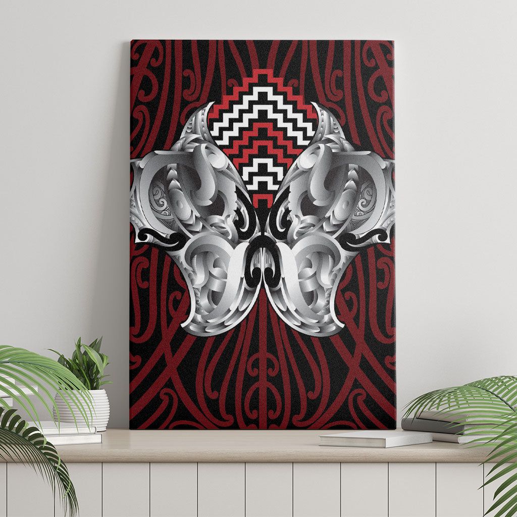 Aotearoa Kowhaiwhai Poutama Red Motif Canvas Wall Art LT9 - Polynesian Pride