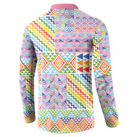 Aotearoa Kowhaiwhai Taniko Patchwork Rainbow Motifs Button Sweatshirt