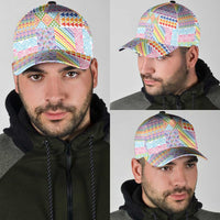Aotearoa Kowhaiwhai Taniko Patchwork Rainbow Motifs Classic Cap LT9 - Polynesian Pride