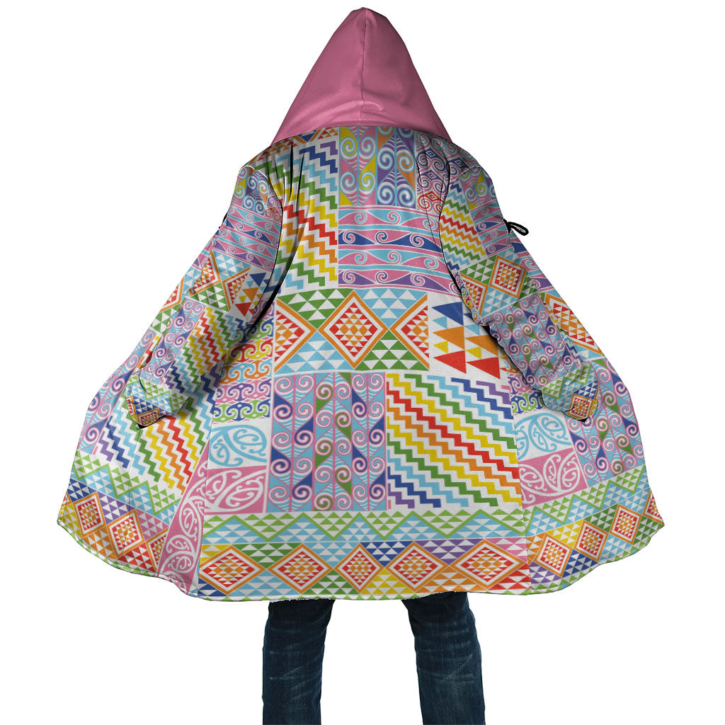 Aotearoa Kowhaiwhai Taniko Patchwork Rainbow Motifs Cloak LT9 Unisex Rainbow - Polynesian Pride
