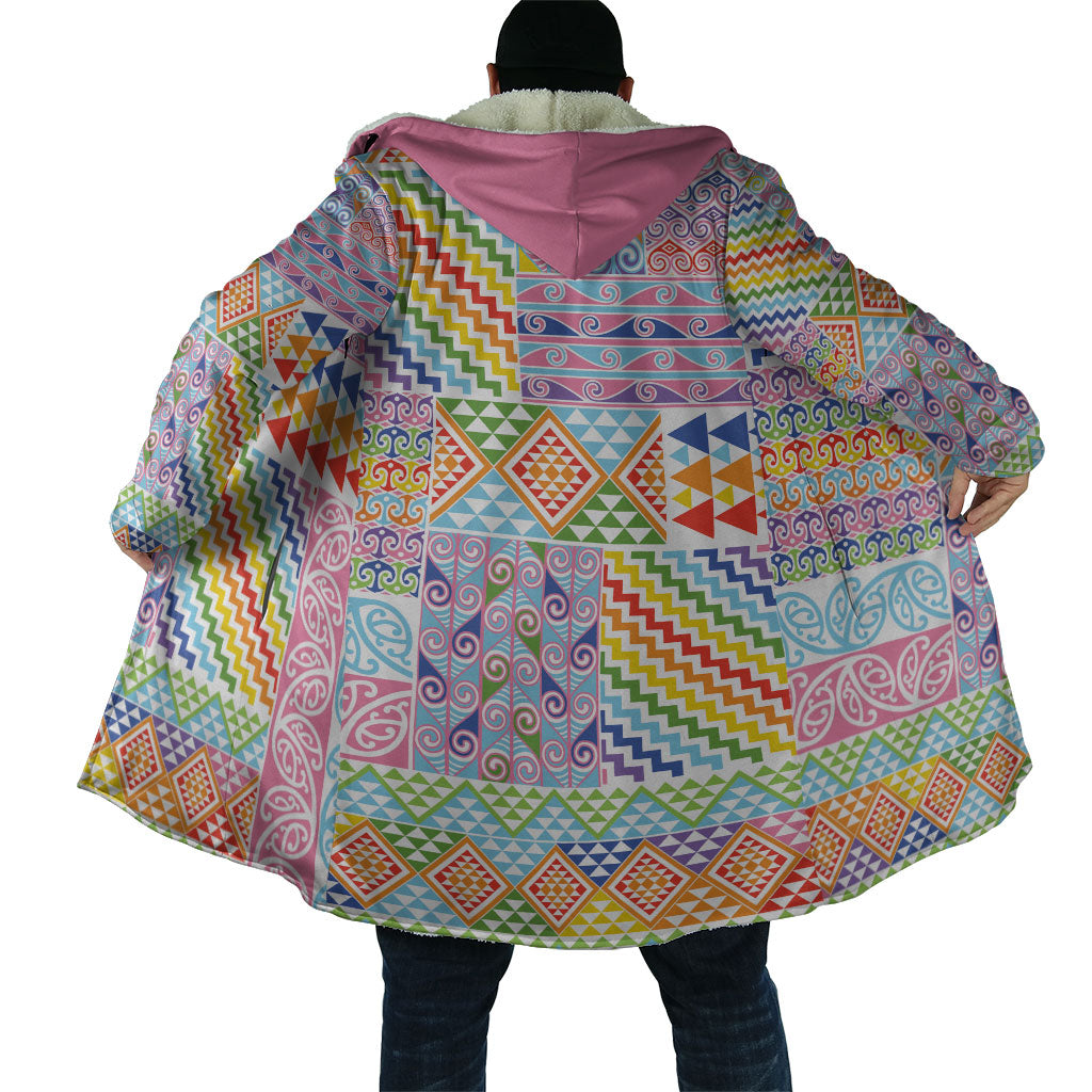 Aotearoa Kowhaiwhai Taniko Patchwork Rainbow Motifs Cloak LT9 - Polynesian Pride