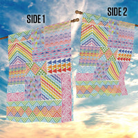 Aotearoa Kowhaiwhai Taniko Patchwork Rainbow Motifs Garden Flag LT9 - Polynesian Pride