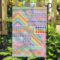 Aotearoa Kowhaiwhai Taniko Patchwork Rainbow Motifs Garden Flag LT9 Garden Flag Rainbow - Polynesian Pride