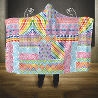 Aotearoa Kowhaiwhai Taniko Patchwork Rainbow Motifs Hooded Blanket LT9 - Polynesian Pride