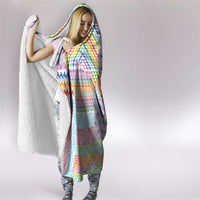 Aotearoa Kowhaiwhai Taniko Patchwork Rainbow Motifs Hooded Blanket LT9 - Polynesian Pride