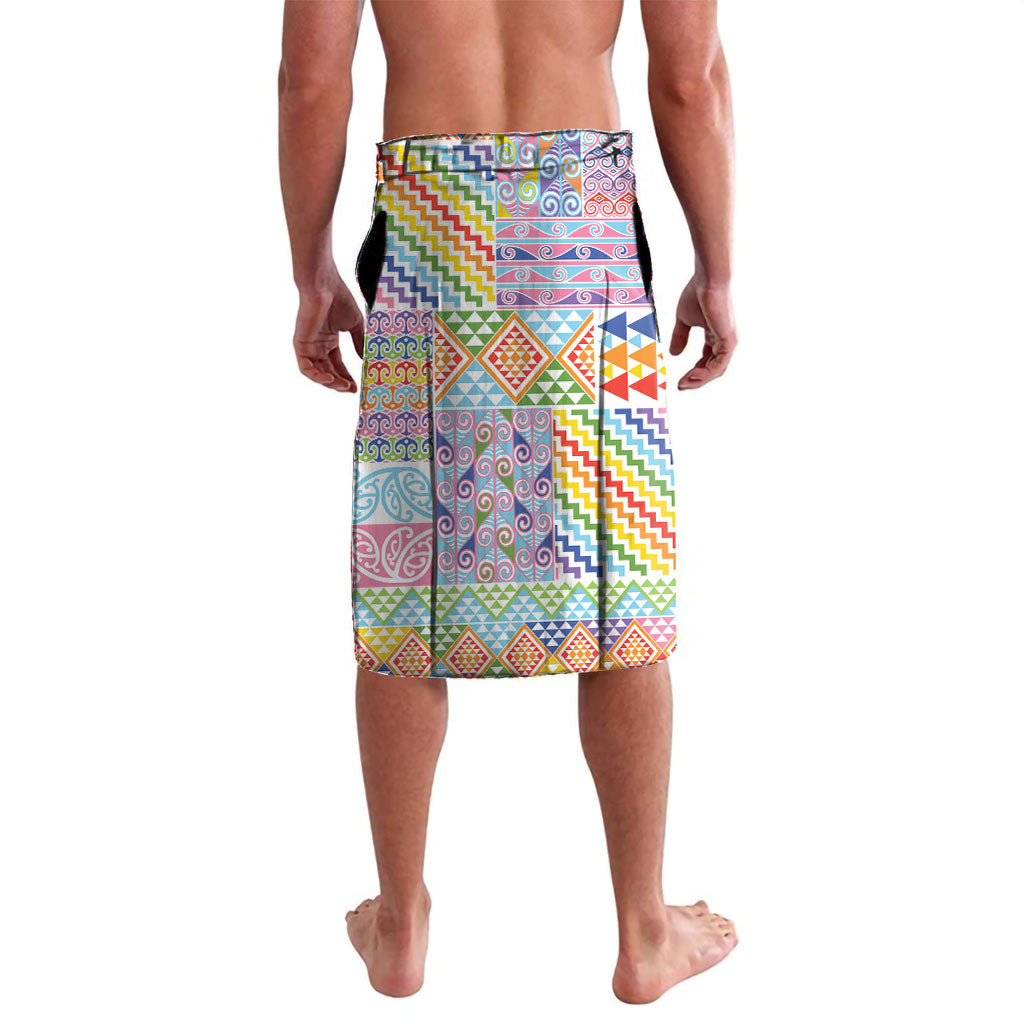 Aotearoa Kowhaiwhai Taniko Patchwork Rainbow Motifs Lavalava LT9 - Polynesian Pride