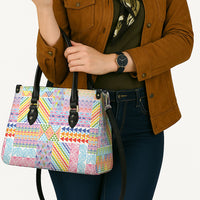 Aotearoa Kowhaiwhai Taniko Patchwork Rainbow Motifs Leather Bag LT9 - Polynesian Pride