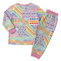 Aotearoa Kowhaiwhai Taniko Patchwork Rainbow Motifs Christmas Pajama Set LT9 - Polynesian Pride