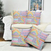 Aotearoa Kowhaiwhai Taniko Patchwork Rainbow Motifs Pillow Cover LT9 - Polynesian Pride