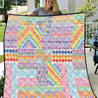 Aotearoa Kowhaiwhai Taniko Patchwork Rainbow Motifs Quilt LT9 Rainbow - Polynesian Pride