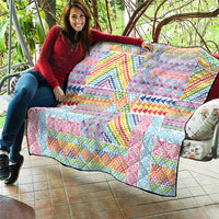 Aotearoa Kowhaiwhai Taniko Patchwork Rainbow Motifs Quilt LT9 - Polynesian Pride