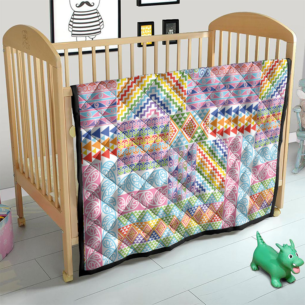 Aotearoa Kowhaiwhai Taniko Patchwork Rainbow Motifs Quilt LT9 - Polynesian Pride