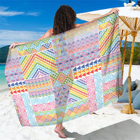 Aotearoa Kowhaiwhai Taniko Patchwork Rainbow Motifs Sarong LT9 One Size 44 x 66 inches Rainbow - Polynesian Pride