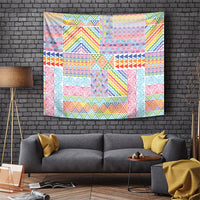Aotearoa Kowhaiwhai Taniko Patchwork Rainbow Motifs Tapestry LT9 Rainbow - Polynesian Pride