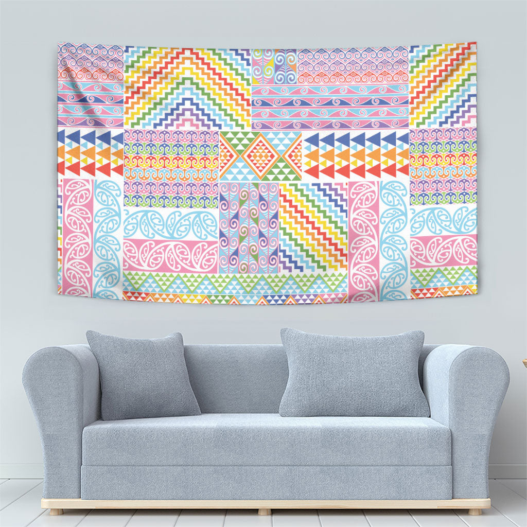 Aotearoa Kowhaiwhai Taniko Patchwork Rainbow Motifs Tapestry LT9 - Polynesian Pride