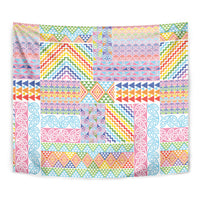 Aotearoa Kowhaiwhai Taniko Patchwork Rainbow Motifs Tapestry LT9 - Polynesian Pride