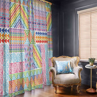 Aotearoa Kowhaiwhai Taniko Patchwork Rainbow Motifs Window Curtain LT9 - Polynesian Pride