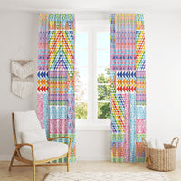 Aotearoa Kowhaiwhai Taniko Patchwork Rainbow Motifs Window Curtain LT9 - Polynesian Pride