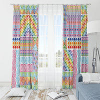 Aotearoa Kowhaiwhai Taniko Patchwork Rainbow Motifs Window Curtain LT9 - Polynesian Pride