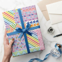 Aotearoa Kowhaiwhai Taniko Patchwork Rainbow Motifs Wrapping Paper LT9 - Polynesian Pride