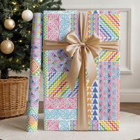 Aotearoa Kowhaiwhai Taniko Patchwork Rainbow Motifs Wrapping Paper LT9 - Polynesian Pride
