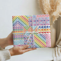Aotearoa Kowhaiwhai Taniko Patchwork Rainbow Motifs Wrapping Paper LT9 - Polynesian Pride