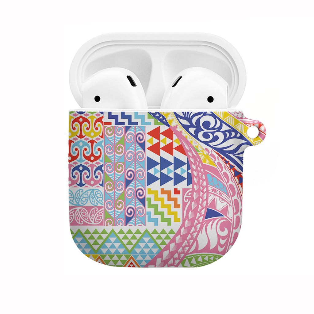 Maori Kowhaiwhai Taniko Patchwork Rainbow Motifs AirPods Case