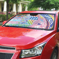 Maori Kowhaiwhai Taniko Patchwork Rainbow Motifs Auto Sun Shade LT9 - Polynesian Pride