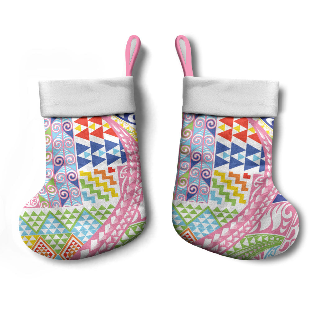 Maori Kowhaiwhai Taniko Patchwork Rainbow Motifs Christmas Stocking LT9 - Polynesian Pride
