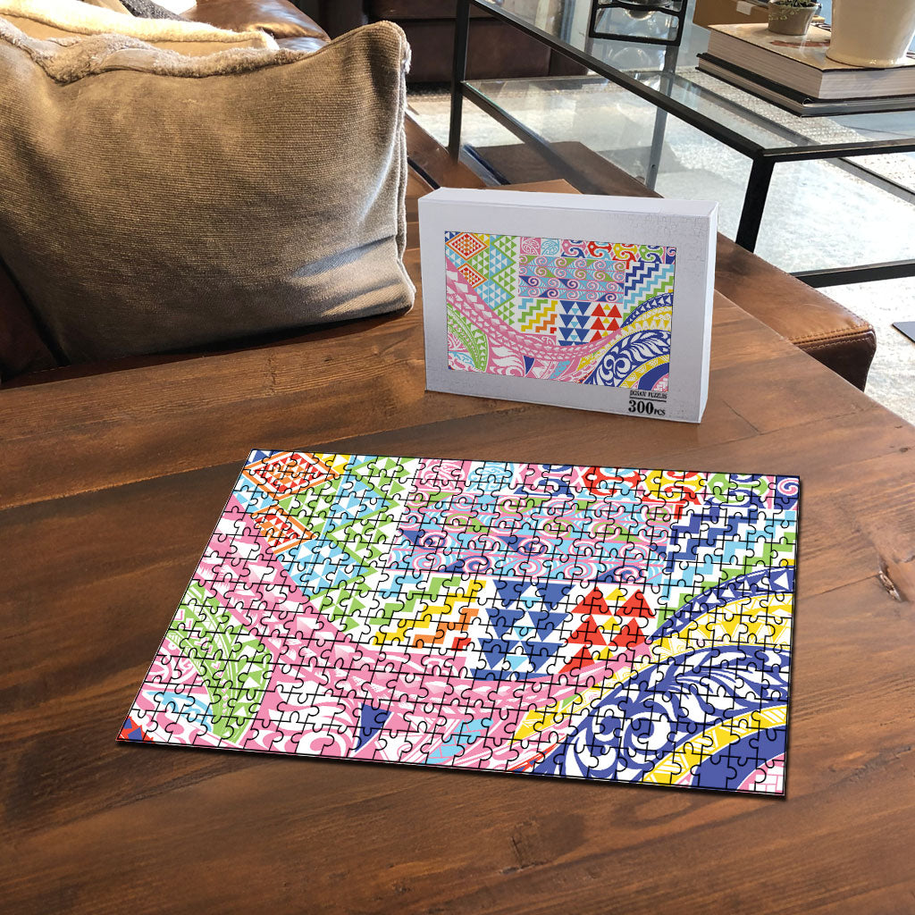 Maori Kowhaiwhai Taniko Patchwork Rainbow Motifs Puzzle LT9 - Polynesian Pride
