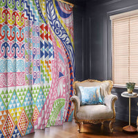 Maori Kowhaiwhai Taniko Patchwork Rainbow Motifs Window Curtain LT9 - Polynesian Pride