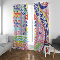 Maori Kowhaiwhai Taniko Patchwork Rainbow Motifs Window Curtain LT9 With Grommets Rainbow - Polynesian Pride