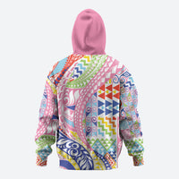 Maori Kowhaiwhai Taniko Patchwork Rainbow Motifs Zip Hoodie LT9 - Polynesian Pride