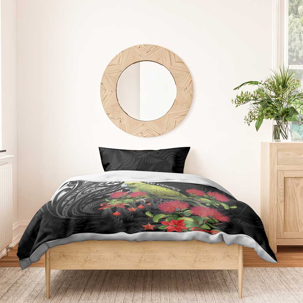 Meri Kirihimete Kakapo Bedding Set Black Silver Fern Christmas Vibe LT9 - Polynesian Pride