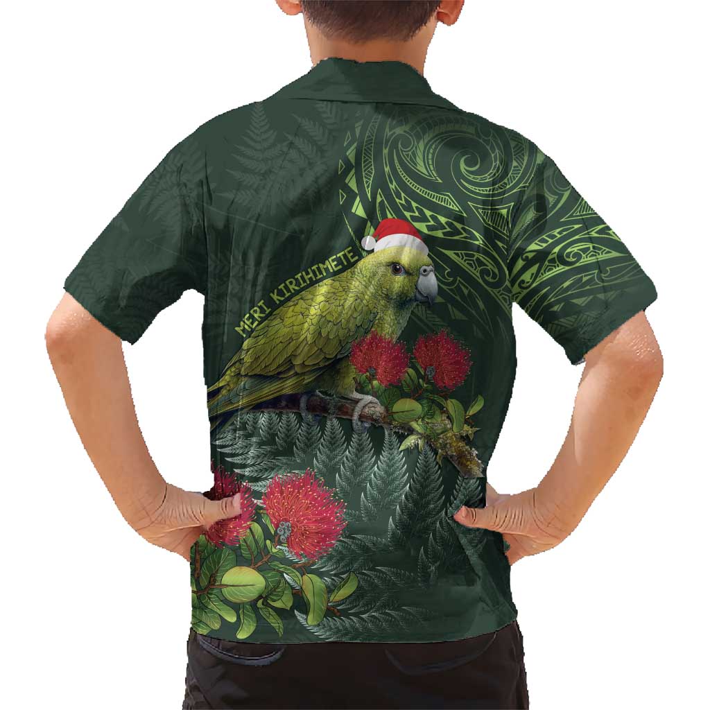 Meri Kirihimete Kakapo Kid Hawaiian Shirt Green Silver Fern Christmas Vibe
