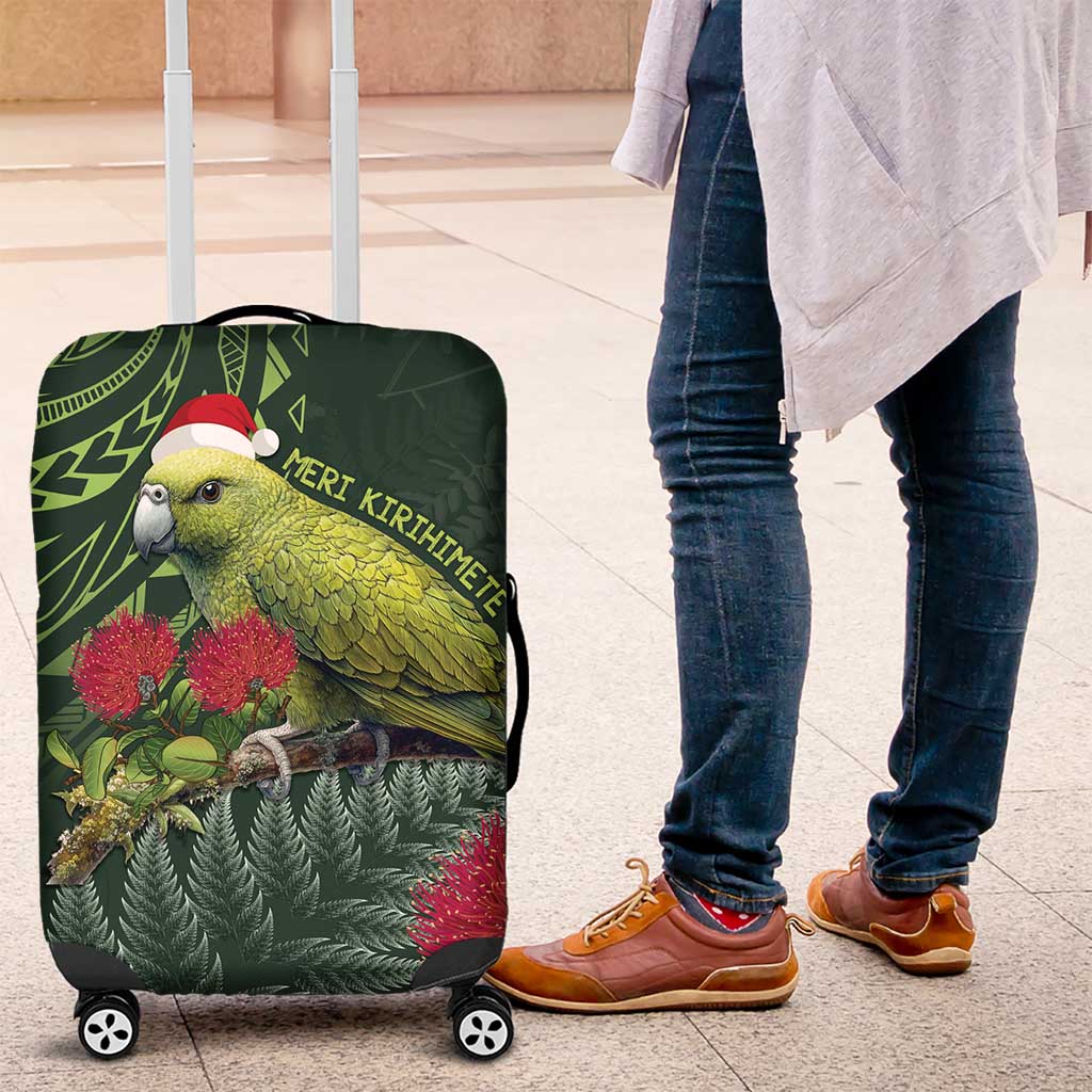 Meri Kirihimete Kakapo Luggage Cover Green Silver Fern Christmas Vibe LT9 Green - Polynesian Pride