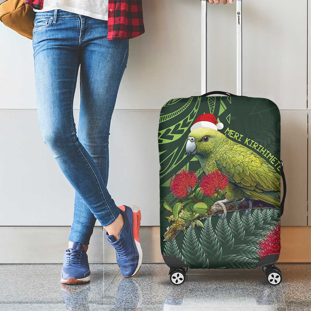 Meri Kirihimete Kakapo Luggage Cover Green Silver Fern Christmas Vibe LT9 - Polynesian Pride