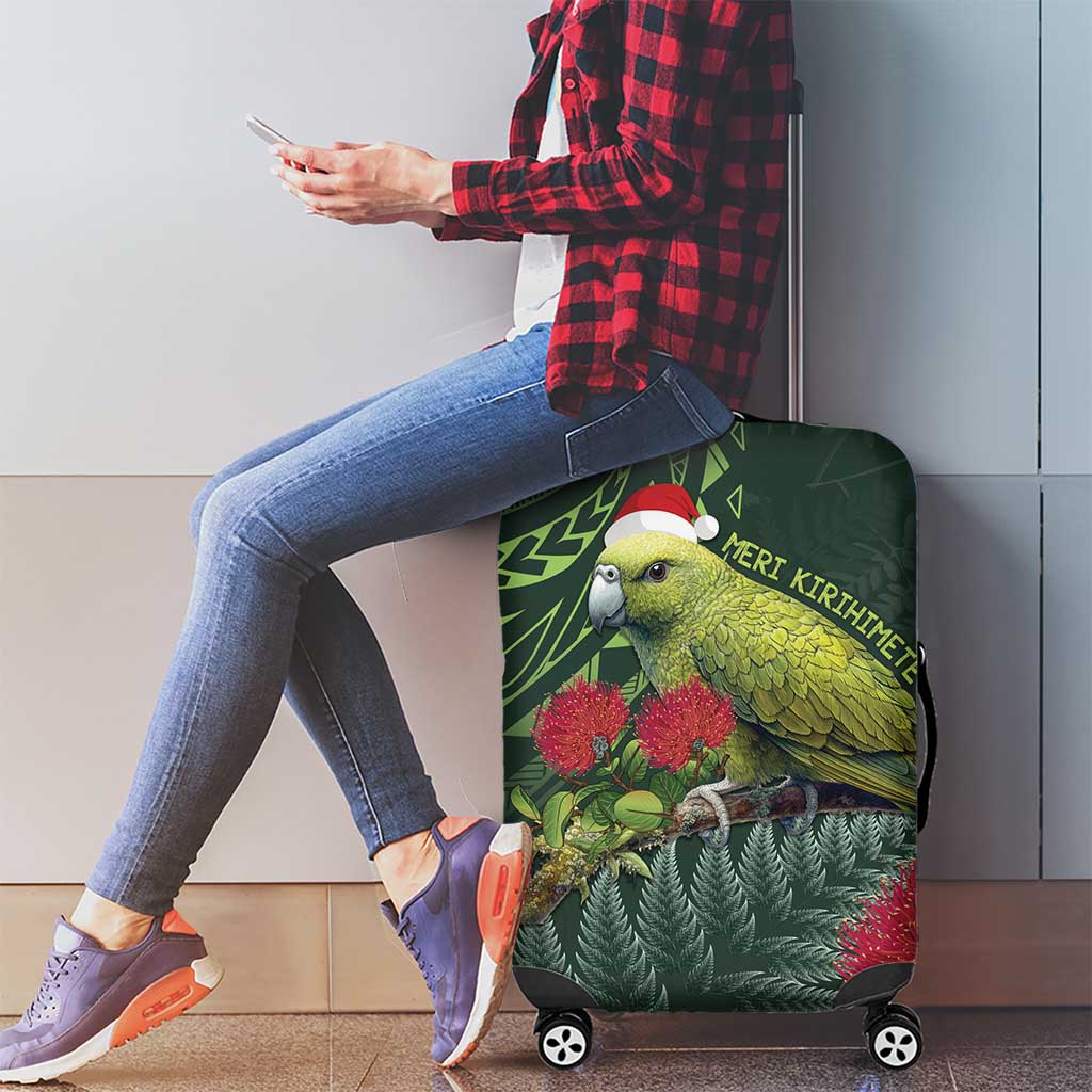 Meri Kirihimete Kakapo Luggage Cover Green Silver Fern Christmas Vibe LT9 - Polynesian Pride