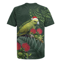 Meri Kirihimete Kakapo Rugby Jersey Green Silver Fern Christmas Vibe