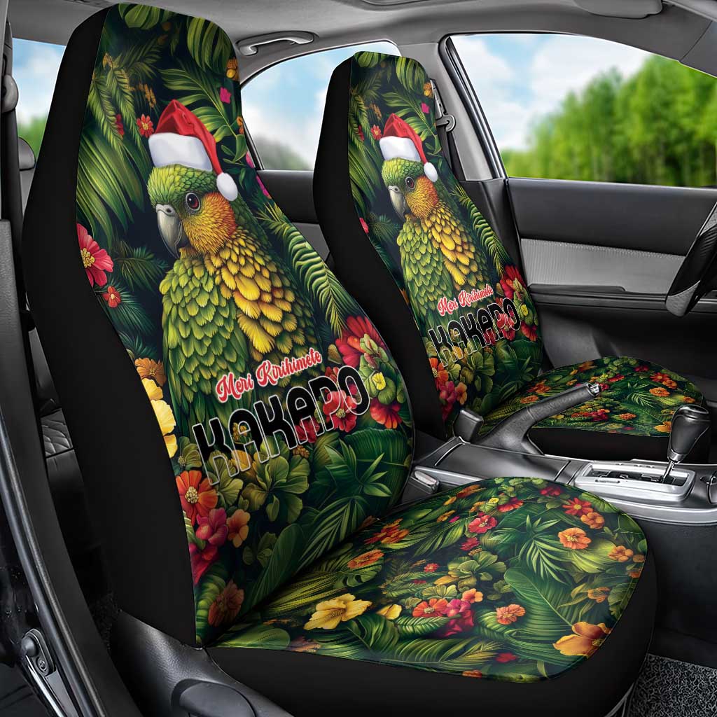 Meri Kirihimete Kakapo Car Seat Cover New Zealand Christmas with Tropical Vibe