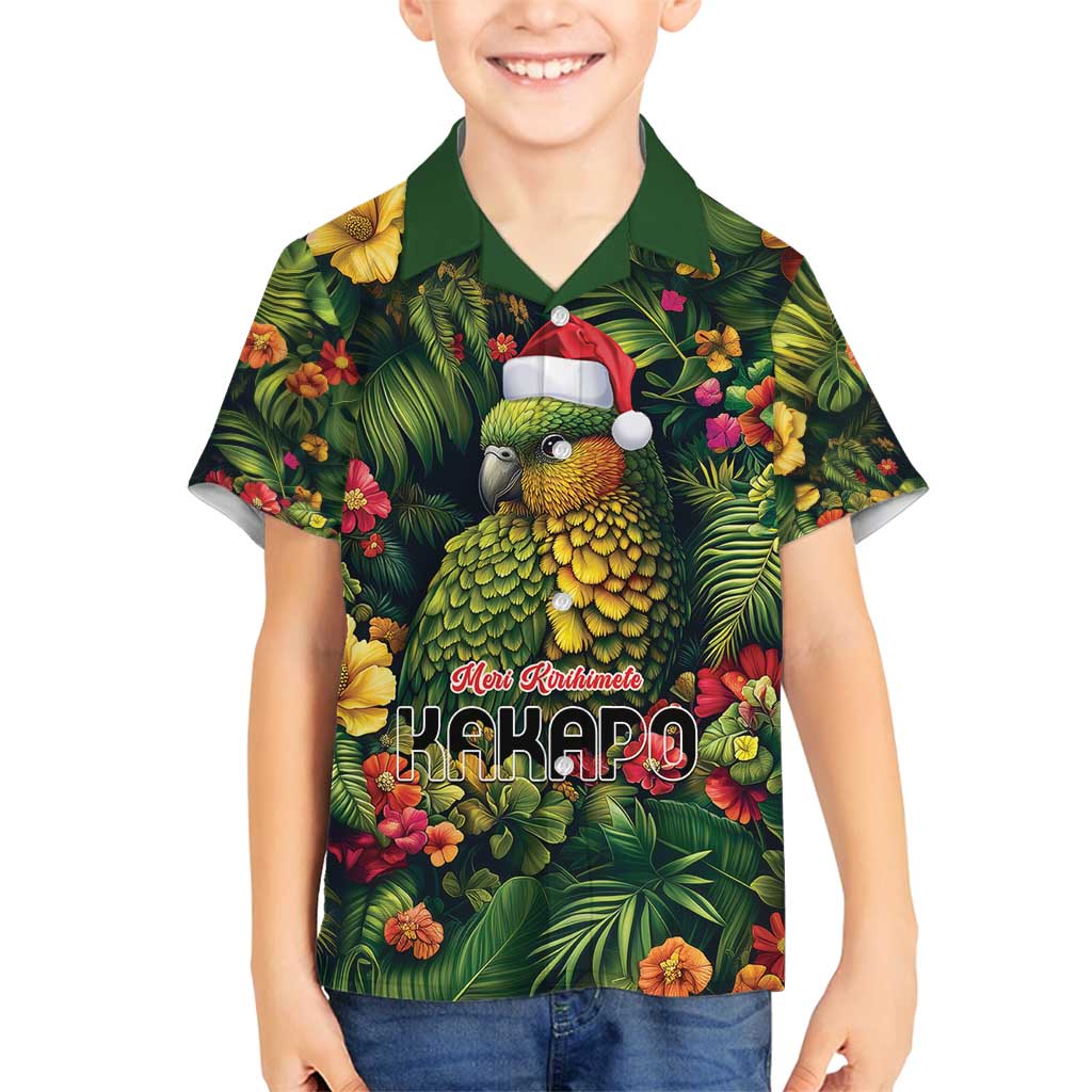 Meri Kirihimete Kakapo Family Matching Long Sleeve Bodycon Dress and Hawaiian Shirt New Zealand Christmas with Tropical Vibe