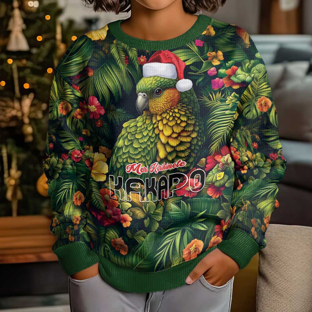 Meri Kirihimete Kakapo Kid Ugly Christmas Sweater New Zealand Christmas with Tropical Vibe