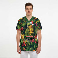 Meri Kirihimete Kakapo Scrub Top New Zealand Christmas with Tropical Vibe - Polynesian Pride