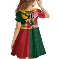 Australia-Tonga Rugby Pacific Custom Kid Short Sleeve Dress The Kangaroos and Mate Ma'a Tonga