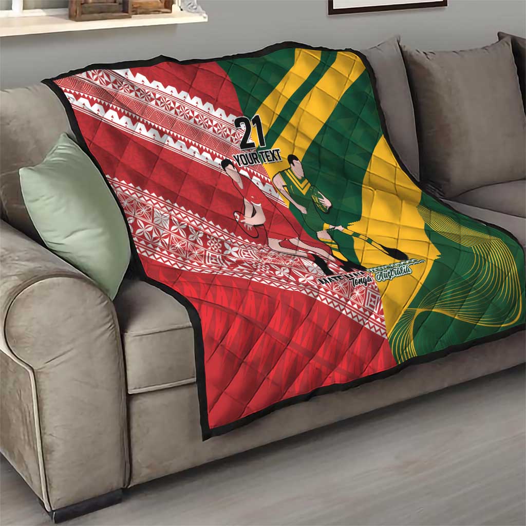 Australia-Tonga Rugby Pacific Custom Quilt The Kangaroos and Mate Ma'a Tonga
